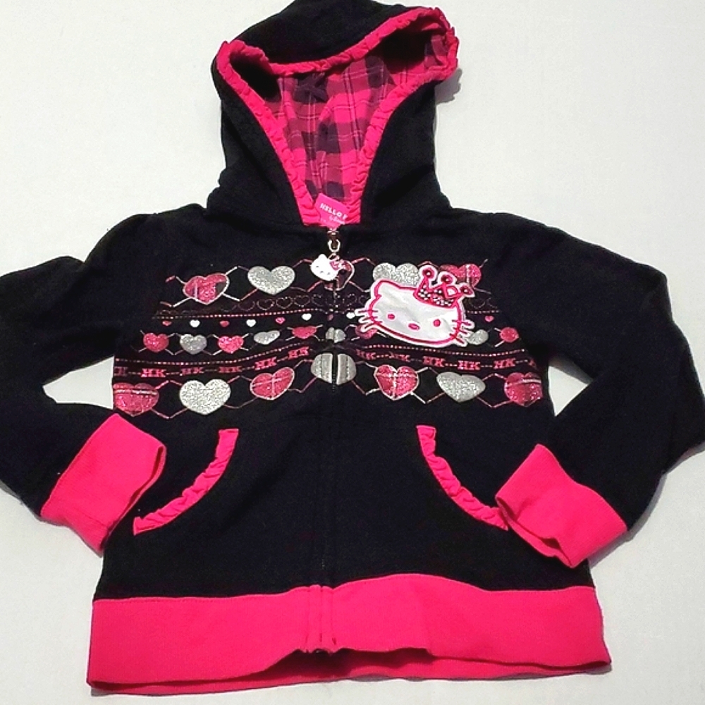 Hello Kitty Black & Hot Pink 5 Girls Hoodie